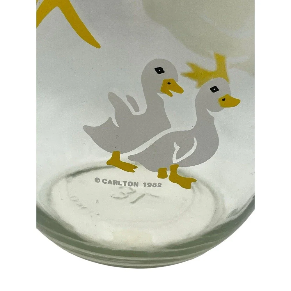 Vintage 1982 Carlton Glass Duck 3 Liter 3L Jar Canister Sun Tea With Yellow Lid - Picture 3 of 6